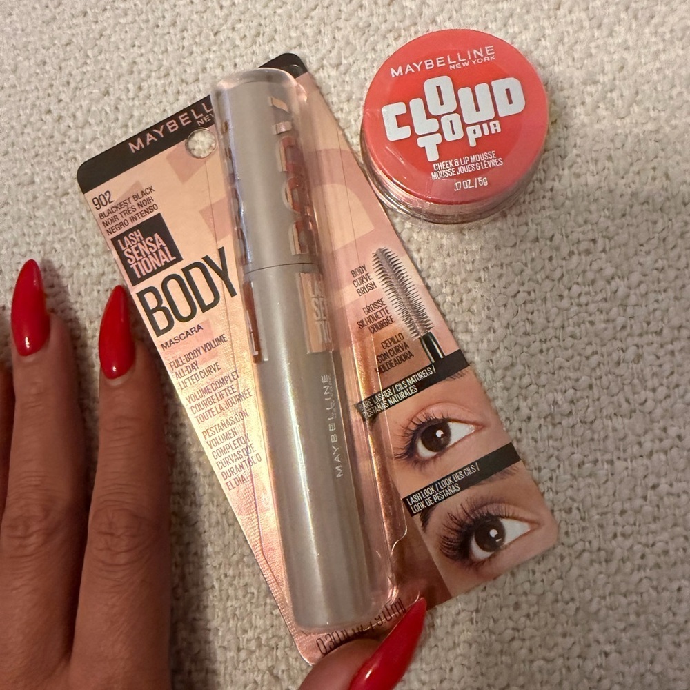 Maybelline Mascara Black + Cream Blush Coral NEW Sealed Set